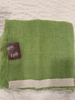 J. Jill Light Green Scarf with Shimmery Trim